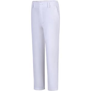 Boys' Flat Front Dress Pants Adjustable Waist School Uniforms Pants (10, White)