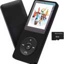 MP3 Player 32GB Music Player Voice Recorder with Speaker Earphone Portable HiFi Lossless Sound E-Book HD Screen 1.8 inch Support up to 128GB (Earphones Include) (Black)