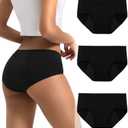 INNERSY Period Underwear for Women Teens Leak-Proof Menstrual Cotton Protective Hipster Panties Size 8