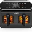 TOPZEE 8 Quart Large Air Fryer - Dual Basket Airfryer with Easy View Windows, Preheat, Air Fry, Roast, Broil, Bake, Dehydrate, 2 Independent 4 QT Nonstick Dishwasher Safe Baskets, Black