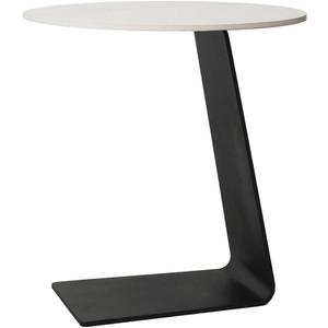 Cre Cra Side Table with Marble Top Metal Black C Shaped End Table Modern Sofa Side End Table Coffee Round Side Desk for Couch Living Room Bedroom