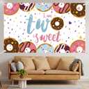 Lofaris "I Am Two Sweet" Birthday Banner - 70.8x43.3 Inch Donut and Sprinkles Theme Banner for 2nd Birthday Party - Polyester Material, Includes 1 Banner for Kids Birthday Celebration