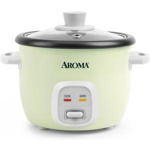 AROMA Mini Rice Cooker, 2-Cup (Uncooked) / 4-Cup (Cooked), Grain Cooker, Soup Maker, Oatmeal Cooker, Auto Keep Warm, 1 Qt, Light Green