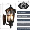 20’’ Extra Large Outdoor Wall Light Fixture, Exterior Wall Lantern Sconce | Waterproof, Rust-resistant, Matte Black, Water Ripple Glass, Quick & Easy Installation, Retro & Traditional