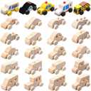 Leyndo 20 Pcs Small Wooden Cars to Paint for Kids Wooden Car Craft DIY Paintable Wood Cutouts Wood Car for Trucks Race Cars Bulk Crafts Painting Projects