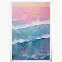 Vintage Tropical Surf Wall Art Pink Blue Beach Summer Coastal Painting Surfing Canvas Print Aesthetic Poster for Home Living Room Bedroom Dorm Apartment Decor 24x36inch Unframed
