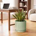 Ceramic Flower Pots, 10 Inch Plant Pot, Round Planter, Green