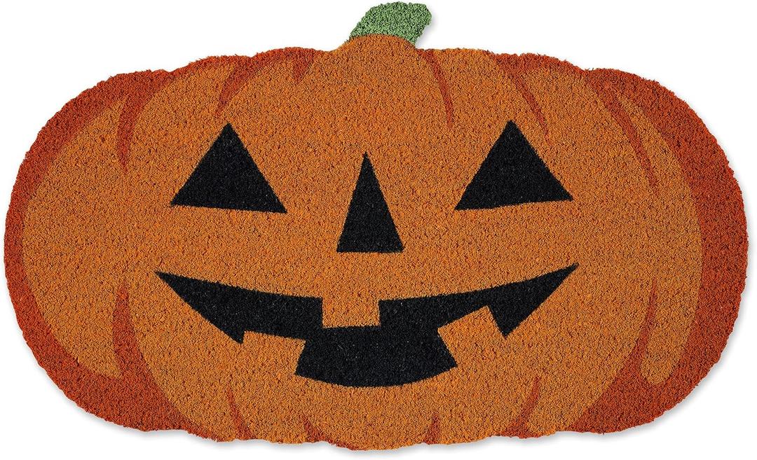 DII Decorative Halloween Welcome Mat, Durable Outdoor Pet Friendly Coir Doormat, Front Door Dcor, 17x29, Jack-O-Lantern