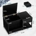 SINPAID Coffee Table with Storage, Rectangular Coffee Tables for Living Room, Modern Coffee Table with Hidden Storage Compartment and Adjustable Shelves, Black, 37x19 in
