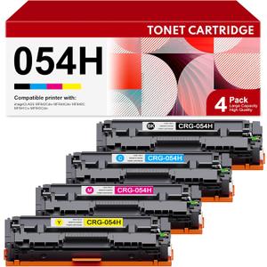 054H 054 Toner Cartridge 4 Pack High Yield Replacement for Canon 054H Toner Cartridge Set Toner for Color imageCLASS MF642cdw MF644Cdw LBP622Cdw MF641Cw Printer CRG-054H (054H-4PK Black Cyan Magenta Yellow)