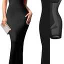 Popilush Maxi Dress Bodycon Dresses for Women Cocktail Spaghetti Strap Shapewear Dress Party Date Night Summer Long L