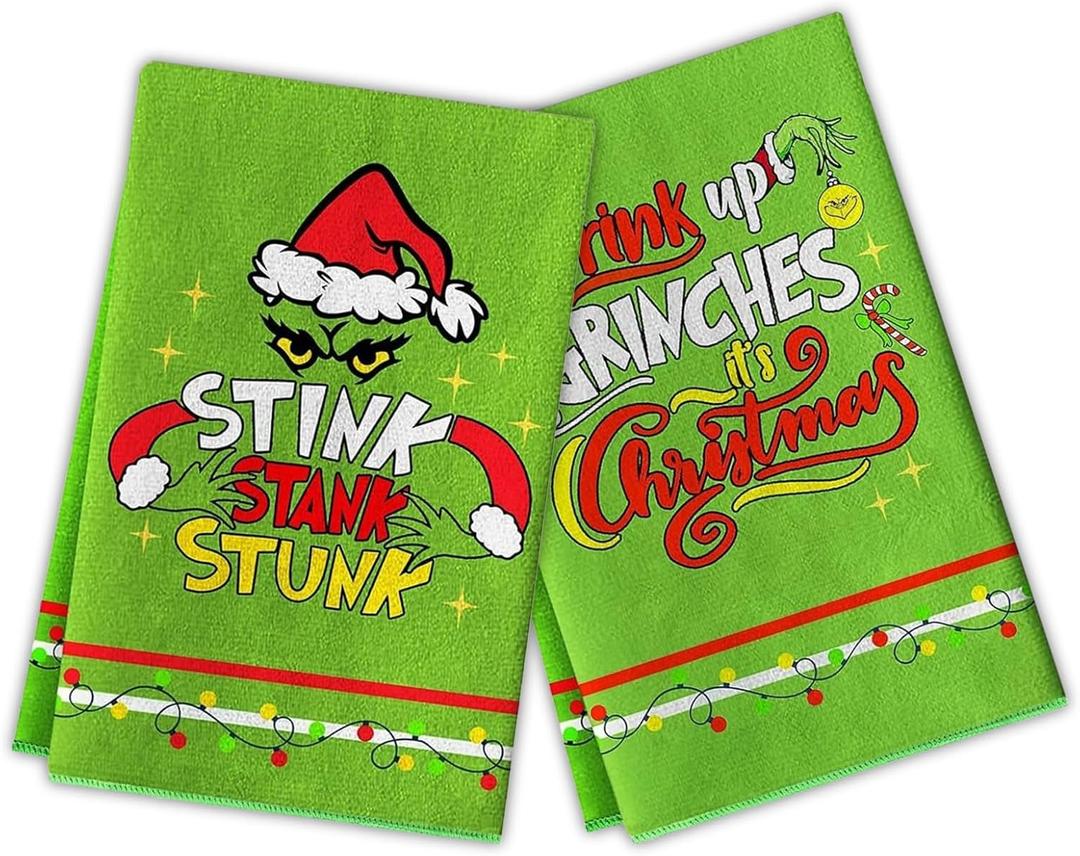 Christmas Kitchen Towels Christmas Dish Towels for Christmas Decorations Christmas Towels for Kitchen Bedroom Bathroom Decor and Housewarming Gift 2 Pieces