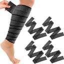4 x Syhood Compression Bandage Wraps for Leg, Elastic Calf Compression Sleeve Ankle Support, Adjustable Plus Size for Men and Women Stabilising Ligament, Joint Pain, Sports(4 Pieces,71 Inches)