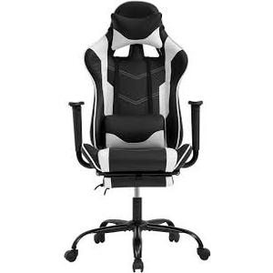 black and white gaming chair