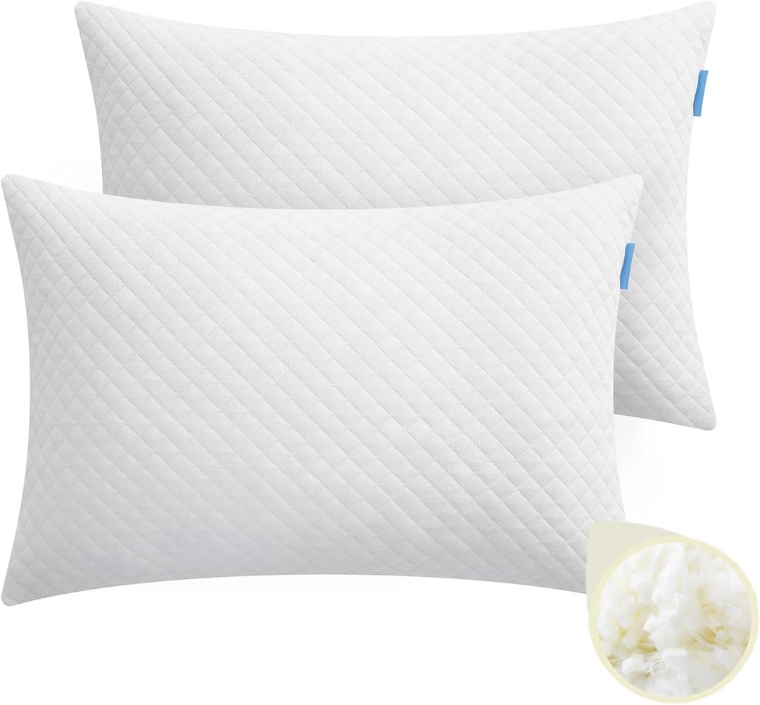 Memory Foam Toddler Pillow,20X14 Kids Pillow with Machine Washable Comfortable Pillowcase Rayon Derived from Bamboo, Adjustable Height Toddler Pillows for Sleeping 2-6 Years Old (2, White) (Standard)