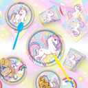 168pcs Unicorn Birthday Party Supplies with Unicorn Banner for Girls, 24 Serves Unicorn Disposable Tableware Set with Plates, Cups, Napkins, and Cutlery Sets for Unicorn Themes Party Kids