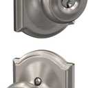 SCHLAGE F51A GEO 619 CAM Georgian Knob with Camelot Trim Keyed Entry Lock, Satin Nickel