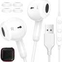 USB Headphones 7.5FT Long Cord Computer Headset Wired Earbuds Lightweight In-Ear Noise Isolation Hifi USB A Earphone with Mic Mute Volume Control for Chromebook PC Laptop Destop for Dell School Office