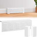 2 Ft Baseboard Heater Cover with Left and Right End Caps White Baseboard Radiator Covers for Bathroom Hydronic System