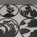 ORIGACH 4 Pieces Large Four Elements Minimalist Wood Wall Art, Wind, Water, Earth, Fire Vector Sign 4 Elements Symbols Wall Decor Black Wood Wall Decor Minimalist Decor, 11.8 Inches