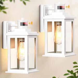 VIANIS Motion Sensor Porch Lights, 2 Packs Outdoor Wall Lights Wall Mount, White Dusk to Dawn Outdoor Sconce Lights, Waterproof Exterior Light Fixture for House, Garden, Patio, Entryway (Lamps Are Not Included)