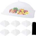 ZMCINER 7 Pack Food Covers for Outdoors Mesh Screen Include Food Tents 1 Extra Large (40"X 24") & 6 Standard (17"X 17") Collapsible and Reusable Mesh Covers for Outside, BBQ Party Supplies, Fruit