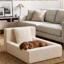 Boucle Dog Bed with Pillow, Furniture Style Dog Couch with Backrest, Washable Calming Pet Sofa Lounge for Small Medium Dogs, Beige