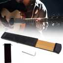 Guitar Practice Tools for Beginner, 6 Strings 6 Fret Plastics Fingerboard Portable Pocket Guitar Practice Tool Chord Trainer, with Tuning Wrench Velvet Bag (Guitar Practice Tool)