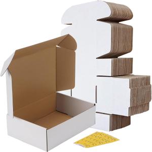 RLAVBL 10x7x3 Inches Shipping Boxes Set of 25, White Small Corrugated Cardboard Box, Mailer Boxes for Packing Small Business