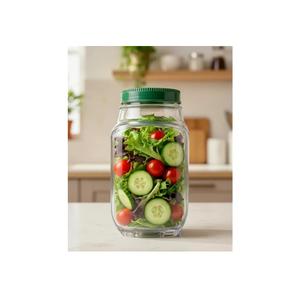 Salad Pod with Side Opening – Leakproof Salad Container for Lunch with Dressing Cup, Portable Mason Style Jar Bowl for Meal Prep, Travel, Work and Fresh Jar Storage On-the-Go
