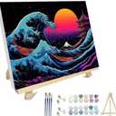 hyzsj Paint by Numbers Kit for Adults with Frame,Seawave Paint by Numbers for Adults, Sunset Paint by Number with Easel, DIY Paint by Number Kits for Home Wall Decor 11.8x15.7inch (Sezwave)