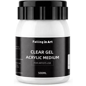Falling in Art Clear Gel Acrylic Medium, 500ML/16.9Oz Gloss Gel Medium for Acrylic Paint, Ideal for Texture, Layering,and Extending Paint