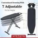 UFETGYG Ironing Board, Metal Panel Iron Board |43" X 13" W/with Iron Rest | Full Metal Construction| Height Adjustable | Heat & Scorch Resistant Fabric | Anti-Skid Feet | Heavy Duty| Easy to Fold