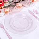 WDF 200PCS Pink Plastic Plates - Rose Gold Glitter Plastic Plates - Heavy Duty Pink Glitter Disposable Plates for Wedding Baby Shower Spring Birthday Mother's Day