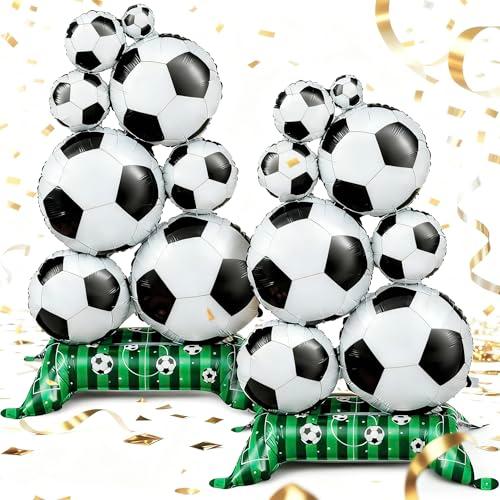 PTORIZNY 2 pcs Giant Standing Soccer Balloons, 59 * 31 Inch Soccer Balloon with Green Field Base, World Cup Sports Theme Balloons, Soccer Birthday Party Decorations