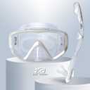 Snorkel Set Pano 3 Window Adult Snorkeling Gear, Professional Snorkel Goggles Anti-Fog Diving Mask, Anti-Leak Swim Goggles and Dry Top Snorkel for Diving, Snorkeling, Swimming