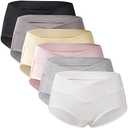 Mama Cotton Women's Under The Bump Maternity Panties Pregnancy Postpartum Maternity Underwear Multi-Pack, L