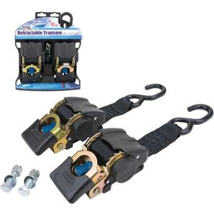 Reese Powersports 2060300 Retractable Transom Tie Down, 2 Inch x 43 Inch, 833 lbs. working load limit and 2,500 lbs. break strength, 2 Pack.