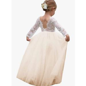 Topmaker Flower Girl Dress for Toddler Baby Girls,Lace Tulle Dress for Wedding,Birthday Party,Photoshoot,Special Occasion 130