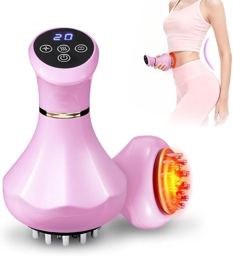 Lymphatic Drainage Massager,4-in-1 Electric Body Sculpting Brush,Helps Reduce Stretch Marks&Cellulite for Relaxation,Multi-Speed Anti Cellulite Massage Tool for Belly Legs Arms(Pink)