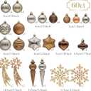 Valery Madelyn 60ct Christmas Tree Decorations Ball Ornament Set, Bronze Copper Brown Gold Shatterproof Hanging Ornaments Bulk for Fall Thanksgiving Autumn Harvest Xmas Holiday Party Decor