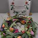 WreathDream 22 inch Spring Summer Wreath Tulip Wreath for Front Door with Purple Tassels, Eucalyptus Leaves, Ferns, Butterflies for Indoor Outdoor wall Festival Home Farmhouse Wedding Decor