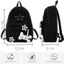 Y2K Star Corduroy Backpack for Teens - Cute Aesthetic Laptop Bookbag for School, College, Travel (Black, Fits 15.6"), Medium