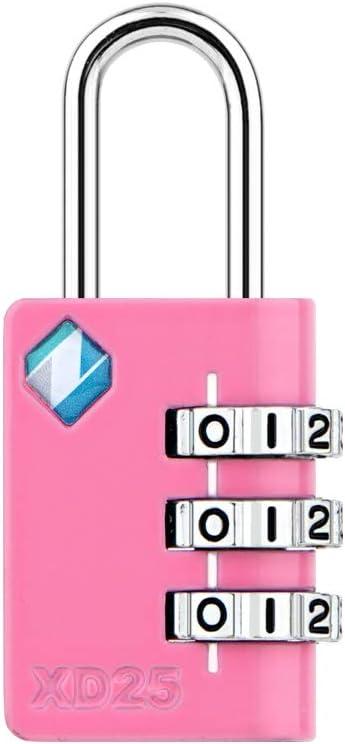 2 x XD25 3-Digit Combination Small Mini Padlock, Pink, 1-Pack