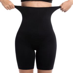 High-Waist Seamless Shapewear Shorts, No-Roll Waistband, Tummy Control for Daily Wear, M-4XL (Black)