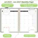 Monthly Planner 2025-2027, July 2025 - June 2027, 2 Year Calendar 2025-2027 Monthly Planner, 7.5" x 10", 24 month Calendar With Goals To Do List, Habit Tracker Suitable for Schools & Offices & Home, Green