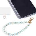 Marble Beaded Phone Wrist Strap,Detachable Phone Bracelet Strap with Tether Tab,Hands-Free Wristlet Strap (Light Blue Cat's Eye)