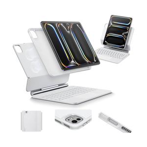 ESR iPad 11 Inch Case with Keyboard (M5/M4, 2025/2024), iPad 11(5th) Keyboard Case with Easy-Set Magnetic Stand, Portrait/Landscape Modes, Removable Protective Case, Rebound 360 Series, White