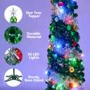 Joiedomi 5 FT Pop Up Christmas Green Tree with Lights, Collapsible Tinsel Christmas Tree Decorations with 50 Multicolor LED Lights and Ball Ornaments for Home Holiday Party Indoor Decor