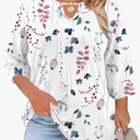 Rapbin Womens Plus Size Tops 3/4 Length Sleeve Shirts Crewneck Dressy Casual Blouses Trendy Keyhole Tunic Top XLL